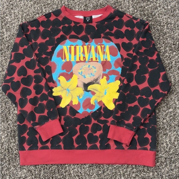 Nirvana Heart-Shaped Box Allover Print Sweatshirt (Hot Topic) - Picture 1 of 5